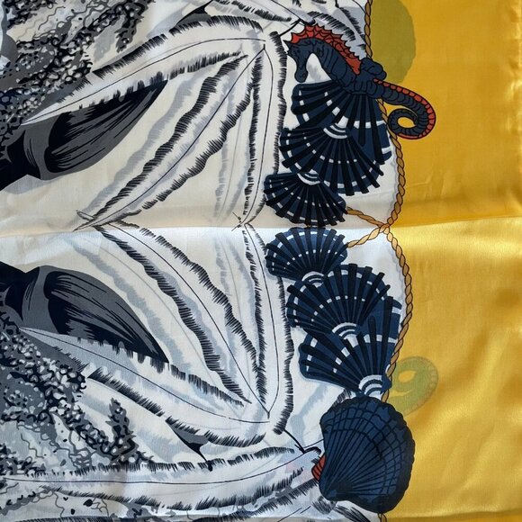 Ocean Themed 70" x 37" Silk Viscose Scarf/Wrap Made in P.R.C. Multi Color Sz OS - Picture 6 of 12